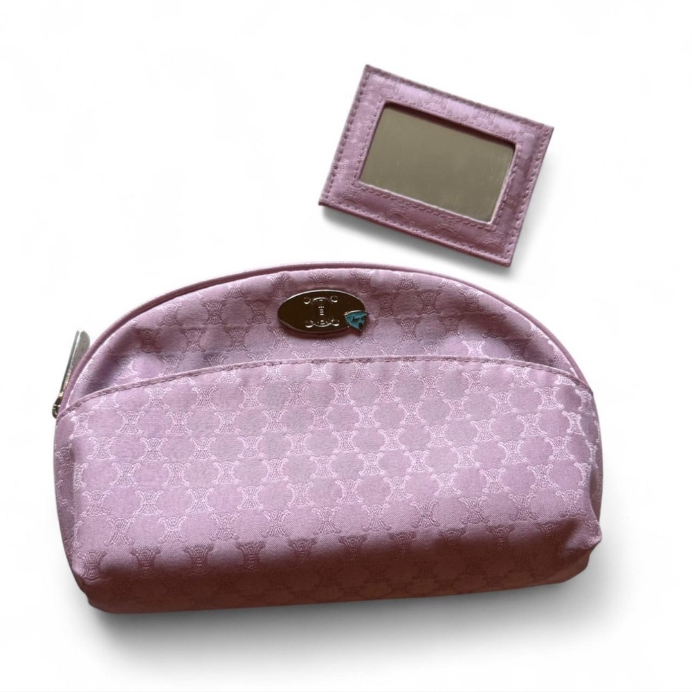 Authentic Celine Pink Cosmetic Bag with Matching Mirror in box DISCOUNTED!!!